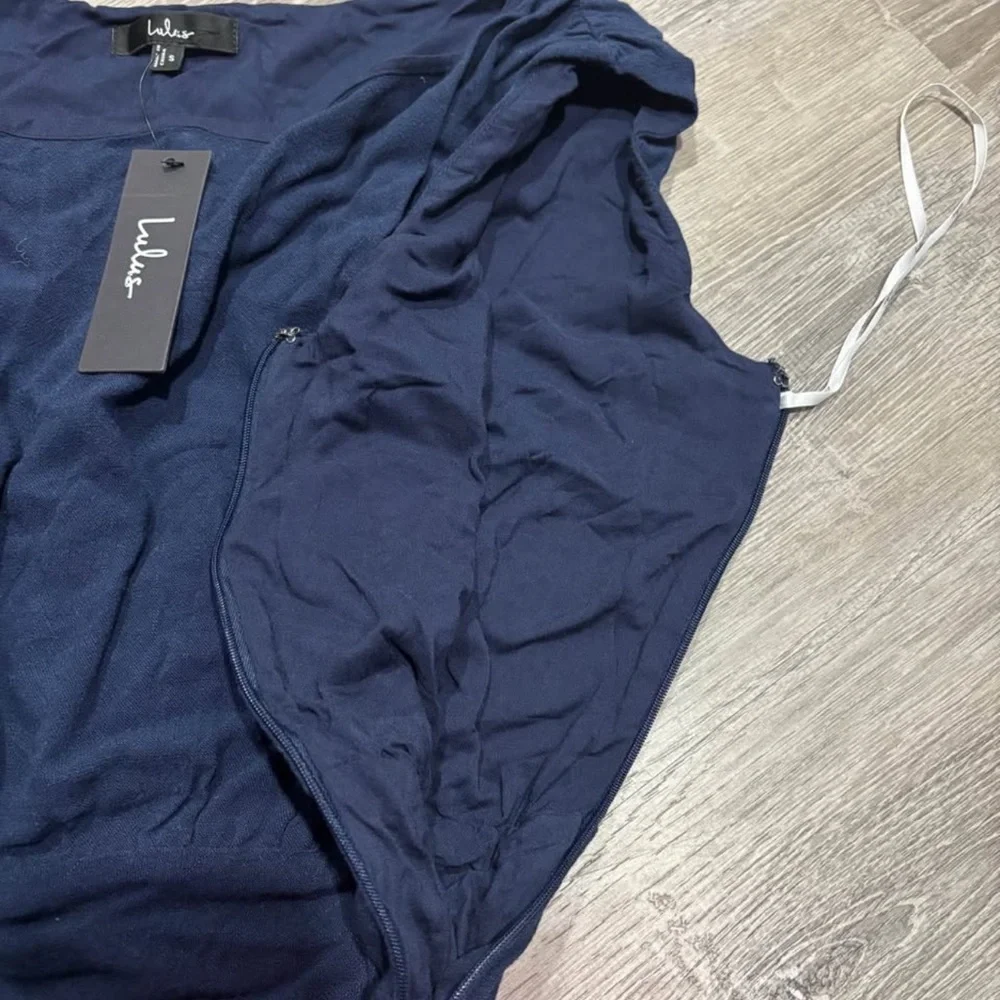 Lulu's One-Shoulder Midi Dress in Navy - Picture 3 of 4